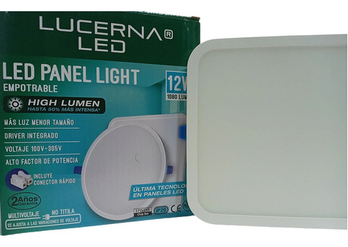 Lucerna 412c Hl Panel Light Empotrable 12w Cuadrado 6.500k