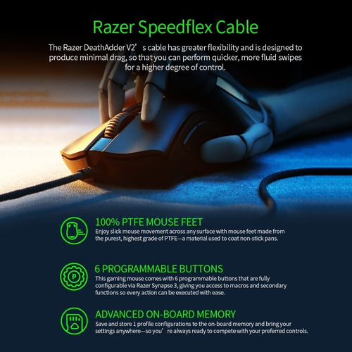 Imagem 7 de 9 de Rato Para Jogo Razer Deathadder V2 Mini Preto
