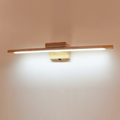 Lampara Frontal Espejo Madera Led Lineal Cuarto Baño