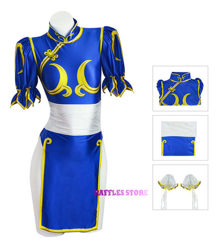 Disfraz De Cosplay De Chun Li, Cos Sf, Juego De Rol, Azul Qipao