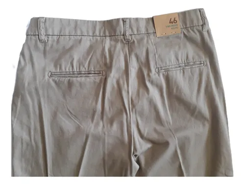 Pantalón Recto De Algodón Beige Con Bolsillos - Likido