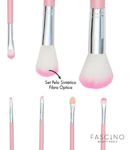 Imagen 2 de 7 de Set 7 Brochas Y Pinceles Make Up Crueltyfree+neceser Fascino