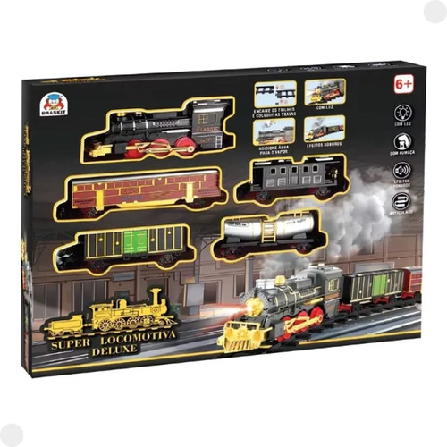 Supe Locomotiva Deluxe C/ Fumaça, Luz E Sons 8006 - Braskit