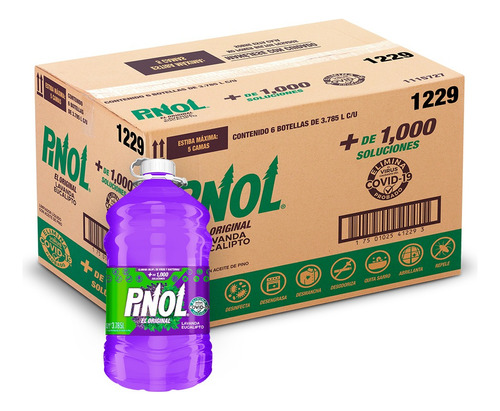 Pinol Limpiador Multiusos Lavanda-Eucali 3.78L Caja con 6pzs