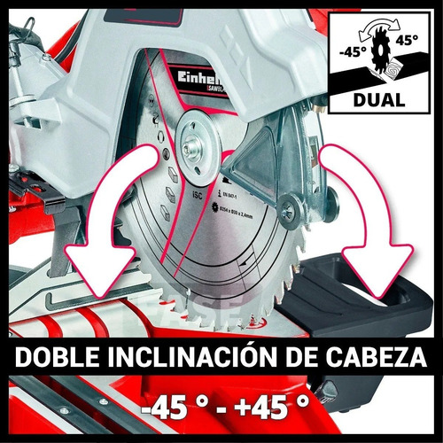Imagen 6 de 10 de Sierra Ingletadora Telescopica Einhell Laser 2100w 254mm 10