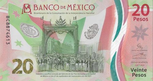 Billete 20 Pesos Mexico 2021 Sin Circular 