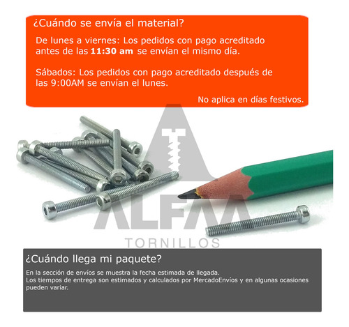 Tornillo Allen Cabeza Plana Inoxidable M4 X 10mm (100pzs)