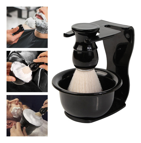 3 Pçs Escova De Barbear Masculina Sabonete Tigela Com