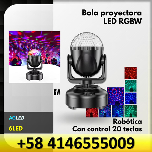 Bola Proyectora Led Rgbw 6w 6led Disco Control