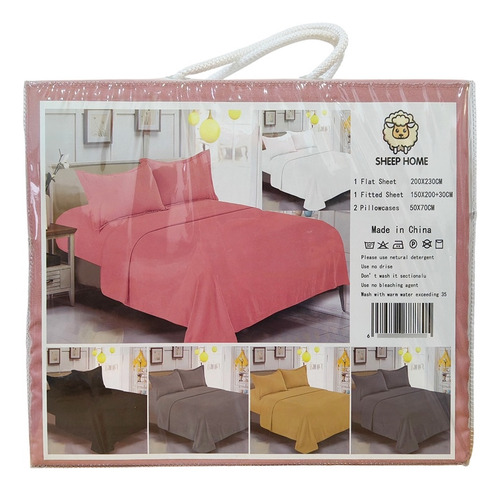 Juego De Sábanas Queen 4 Piezas Estampadas Ajustable Cama Blanco Liso