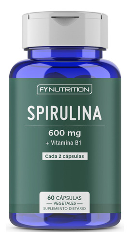 Spirulina 600mg + Vitamina B1 - Fynutrition - Cada 2 Cápsulas - Vegana