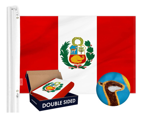 G128 Perú Bandera Peruana | 3x5 Pies | Serie Double Toughwea