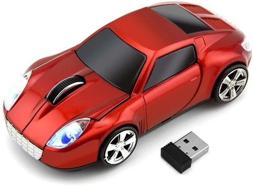 Mouse Diseno Auto Rojo Inalambrico 1000 Dpi + Receptor Usb