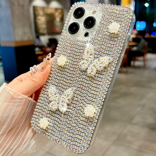 Funda De Teléfono Para Xiaomi Poco X F M C 7 6 5 4 3 Con Diamantes De Imitación Brillantes Y Coloridos Diamantes De Imitación, Perla, Mariposa, Crista