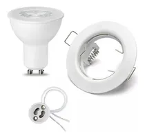 Comprar Kit\u002F Spot Aro Fijo Para Embutir Blanco + Dicroica + Zócalo 