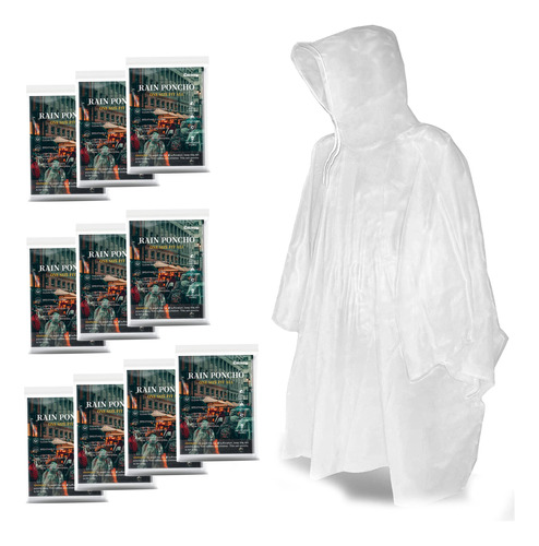 Poncho Lluvia Desechabl Para Adulto Chubasquero Impermeable