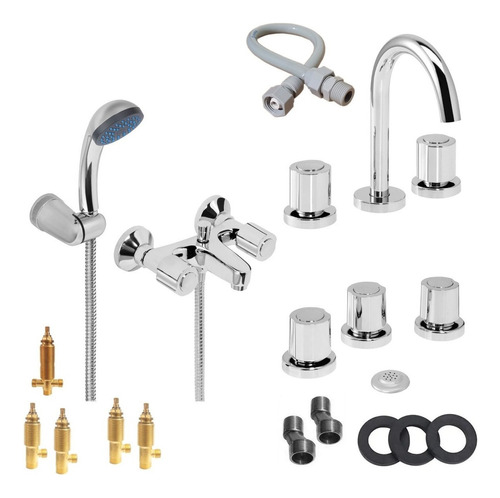 Set Kit Griferia Lavatorio Ducha Bidet Viva Hydros Piazza