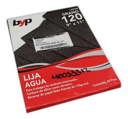 Pack 25 Lijas De Agua 9''x11'' Grano 120 Byp