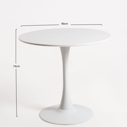 Mesa De Comedor Tulip Redonda 90cm Base Metal Blanco Blanco
