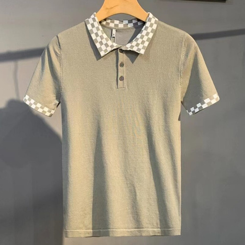 Playera A Cuadros De Manga Corta Para Hombre, Playera De P