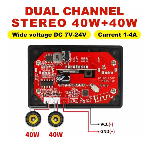 Modulo Módulo Mp3 Bluetooth 5.0 Amplificador 2x40w Radio Fm