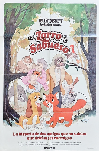 Póster El Zorro Y El Sabueso Año 1981 Walt Disney Dibujos 
