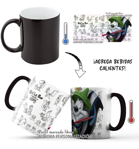 Mug Mágico Looney Tunes Pepe Le Pew Taza Termica Pocillo