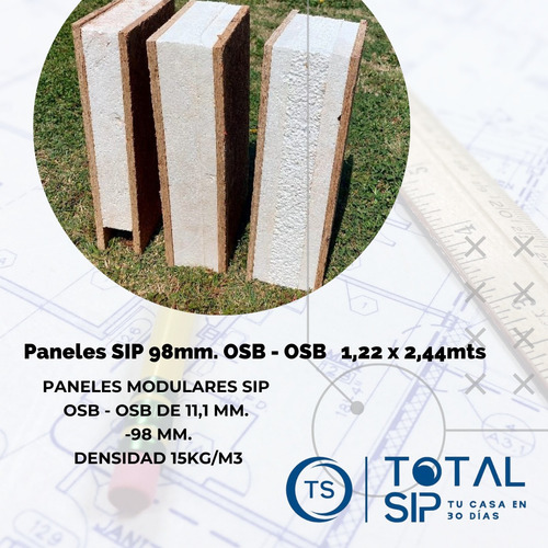 Imagen 2 de 8 de Panel Sip 98mm. 1,22 X 2,44mts. Osb 11,1mm Certificado