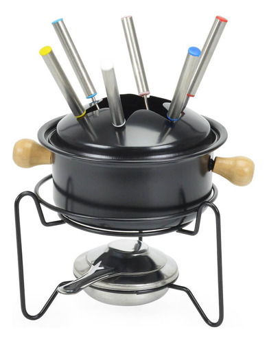 Conjunto Aparelho Para Fondue Inox Preto 10 Peças