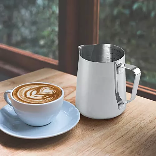  Jarra espumadora de leche, taza de espuma de leche de 32 onzas,  taza de café expreso, acero inoxidable : Hogar y Cocina