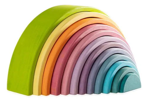 Merryheart Juguete Apilable De Madera Arco Iris, 12 Piezas .
