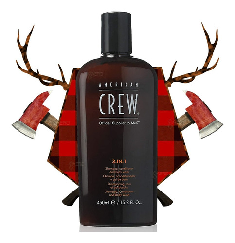 American Crew® Shampoo Acondicionador Y Gel 3 En 1 De 450ml 