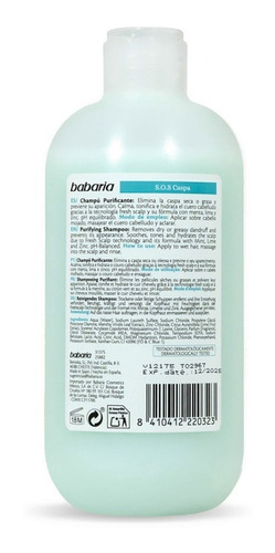 Imagen 2 de 2 de Shampoo Purificante Sos Caspa Babaria 500 Ml