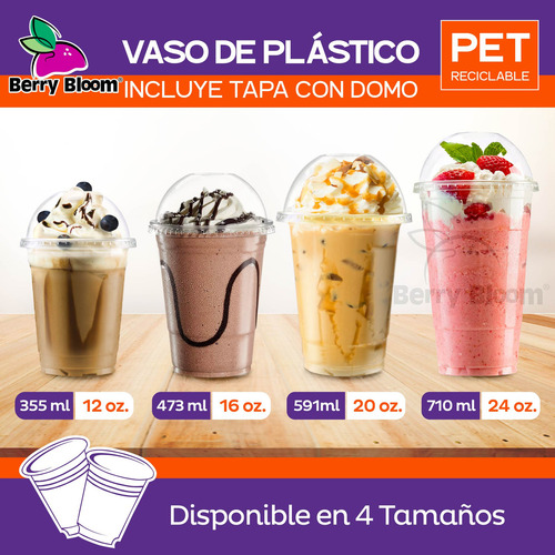 50 Vasos Desechables Plástico 12 Oz Transparentes Con Tapa Tipo Domo Reutilizables Para Bebidas Frías Café Smoothie Eventos Fiesta Restaurante Delivery Resistente Y Práctico
