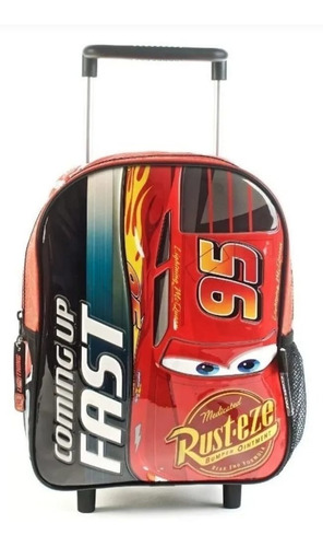 Mochila Cars Con  Carro  Rayo 12p Jardin Wabro Escolar 81301