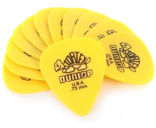 12x Palhetas Guitarra Violão Tortex 0,73mm Amarela Dunlop