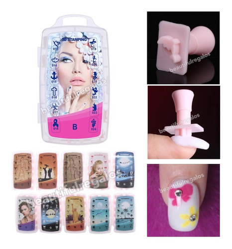 Sello De Stamping 3d Decoracion De Uñas Estampado Nail Art