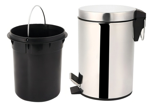 Lixeira Cesto Lixo 12l Inox Pedal E Balde Cozinha Banheiro Cor Cinza
