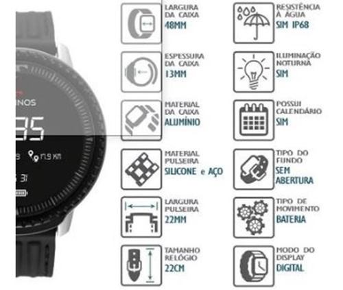 Relógio Smartwatch Mormaii Evolution Masculino Mol5aa/8y Nfe