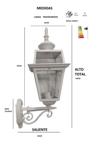 Imagen 2 de 3 de Farol Aluminio City Cuadrado - Tapa De Vidrio Apto Led Gde