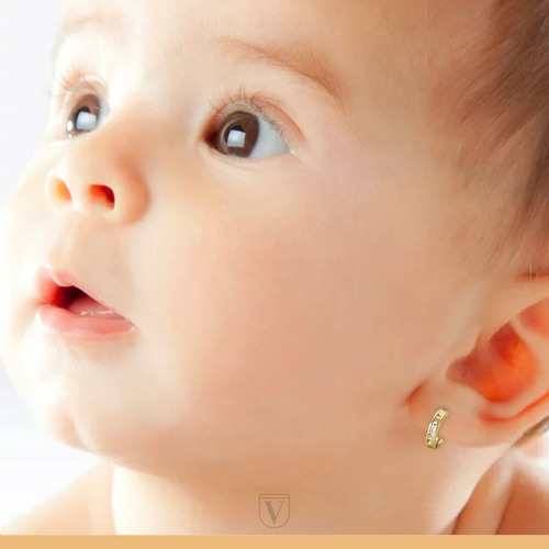 Aretes Huggie Arracadas Bebé Niña Oro 10k Sólido Mujer 10mm