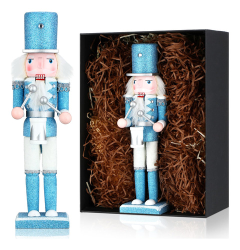 Cascanueces Navideño De 30 Cm Figura De Madera Con Purpurina