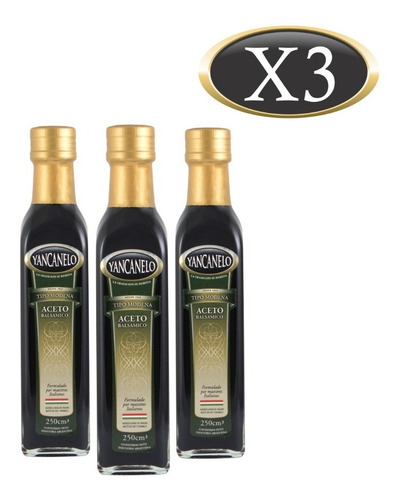 Imagen 2 de 8 de Aceto Balsámico Yancanelo Botella 250 Ml X 3 U
