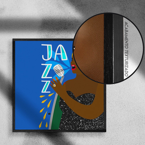 Imagem 2 de 4 de Quadro Decorativo 40x40 - Música Music Jazz M6