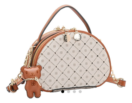 Bolsa Feminina Chenson Monograma Cristal Transversal 3484547 Cor Natural Desenho Do Tecido Listras
