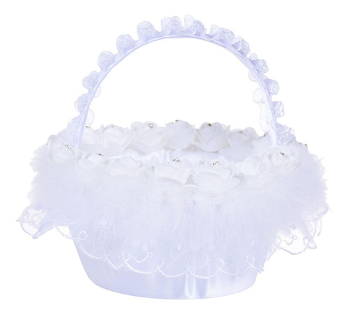 Cesta De Niña De Las Flores De La Boda Romántica Manija