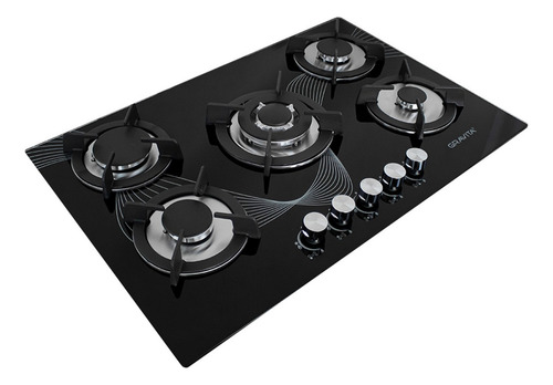 Parrilla A Gas De Cristal Templado 4 Quemadores Gravita Color Negro Gb6006gb-ci