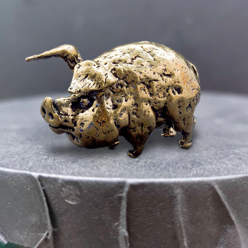 2 Estatua De Cerdo De Latón, Colección De Viejo Dorado
