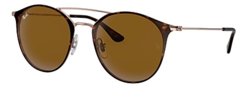 Anteojos de sol Ray-Ban RB3546 Standard con marco de acero color polished tortoise, lente brown de cristal clásica, varilla bronze-copper de acero