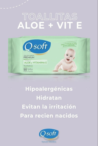Imagen 2 de 7 de Toallitas Húmedas Premium Q-soft Aloe Vera (16 Paquetes)